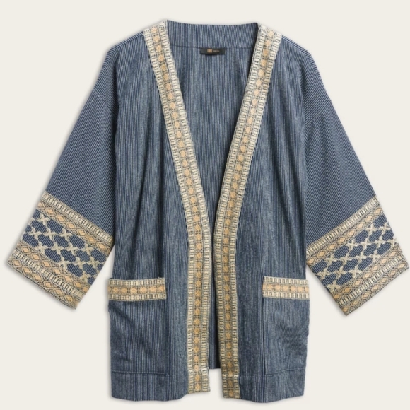 NWT FRYE Embroidered Open Front Kimono - Picture 4 of 4